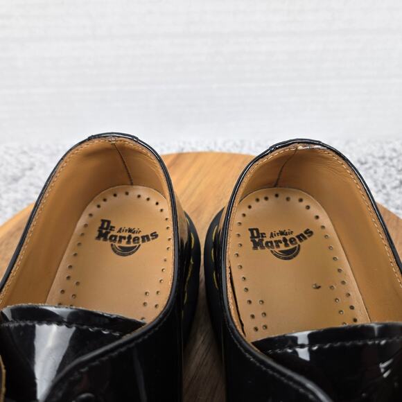 Dr. Martens Womens 8 1461 Black Patent Leather 3-Eye Lace Up Plain Toe Oxford main image 9